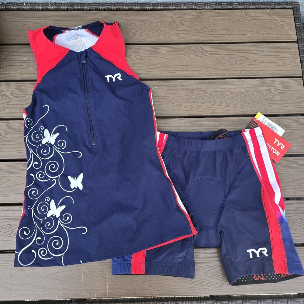TYR Women's Butterfly Tri Tank Top & 6 In Padded Shorts Competitor Sz XS New*